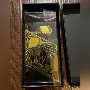 Gold Metal Hollow Carved Sunburst Mountain Bookmark